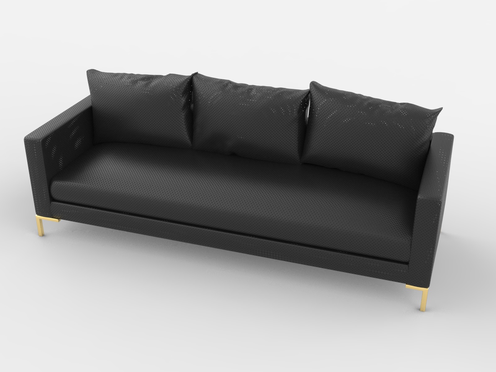 Modern Minimalist Couch with Gold Legs - 3D Model 3D model_3