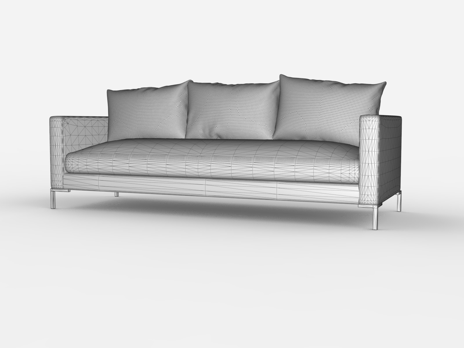 Modern Minimalist Couch with Gold Legs - 3D Model 3D model_14