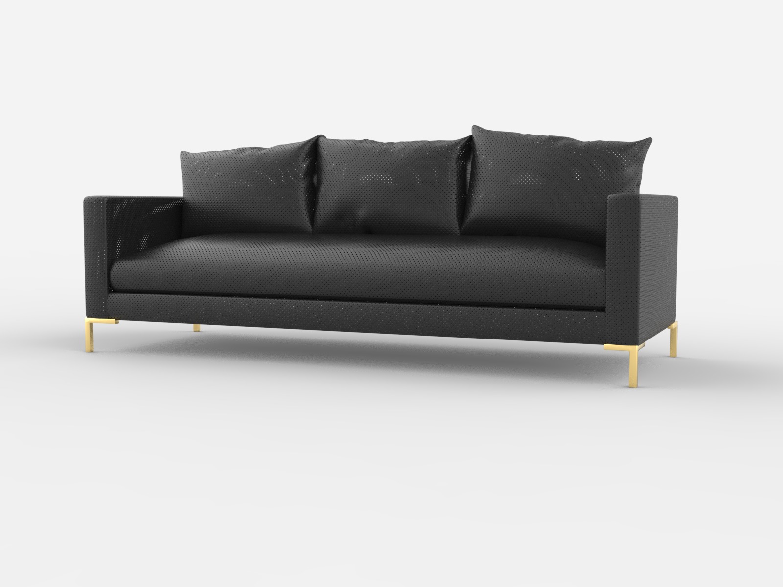 Modern Minimalist Couch with Gold Legs - 3D Model 3D model_7