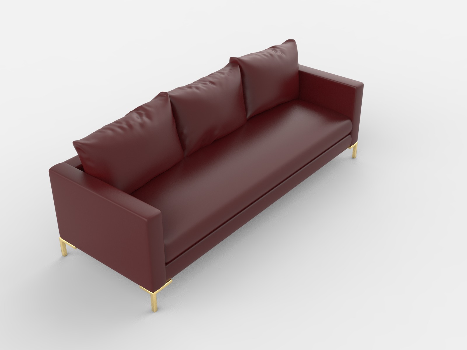 Modern Minimalist Couch with Gold Legs - 3D Model 3D model_2