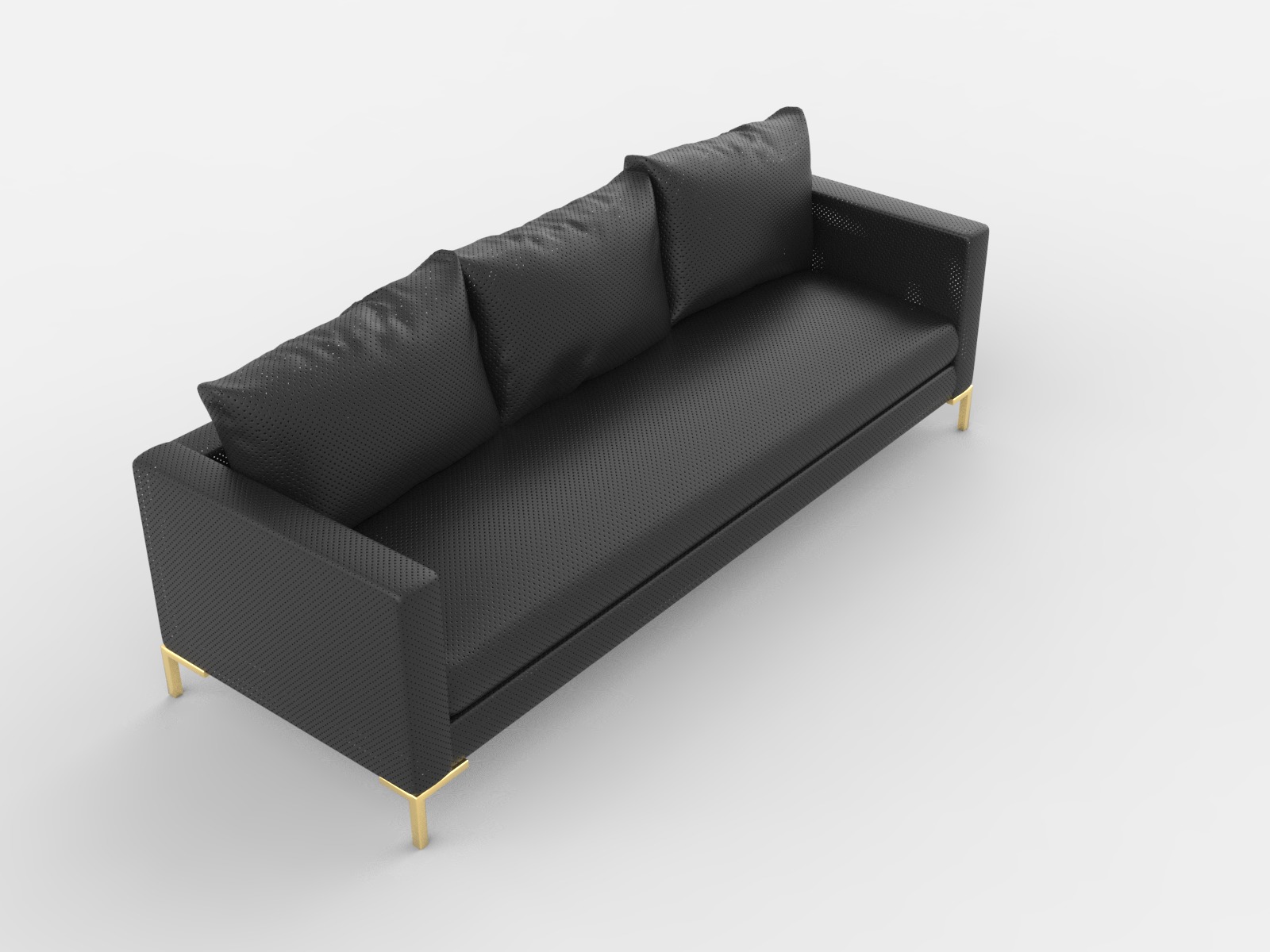 Modern Minimalist Couch with Gold Legs - 3D Model 3D model_4