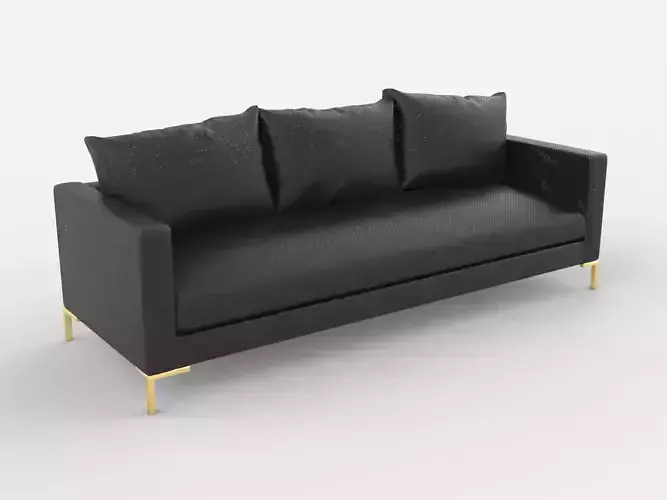 Modern Minimalist Couch with Gold Legs - 3D Model