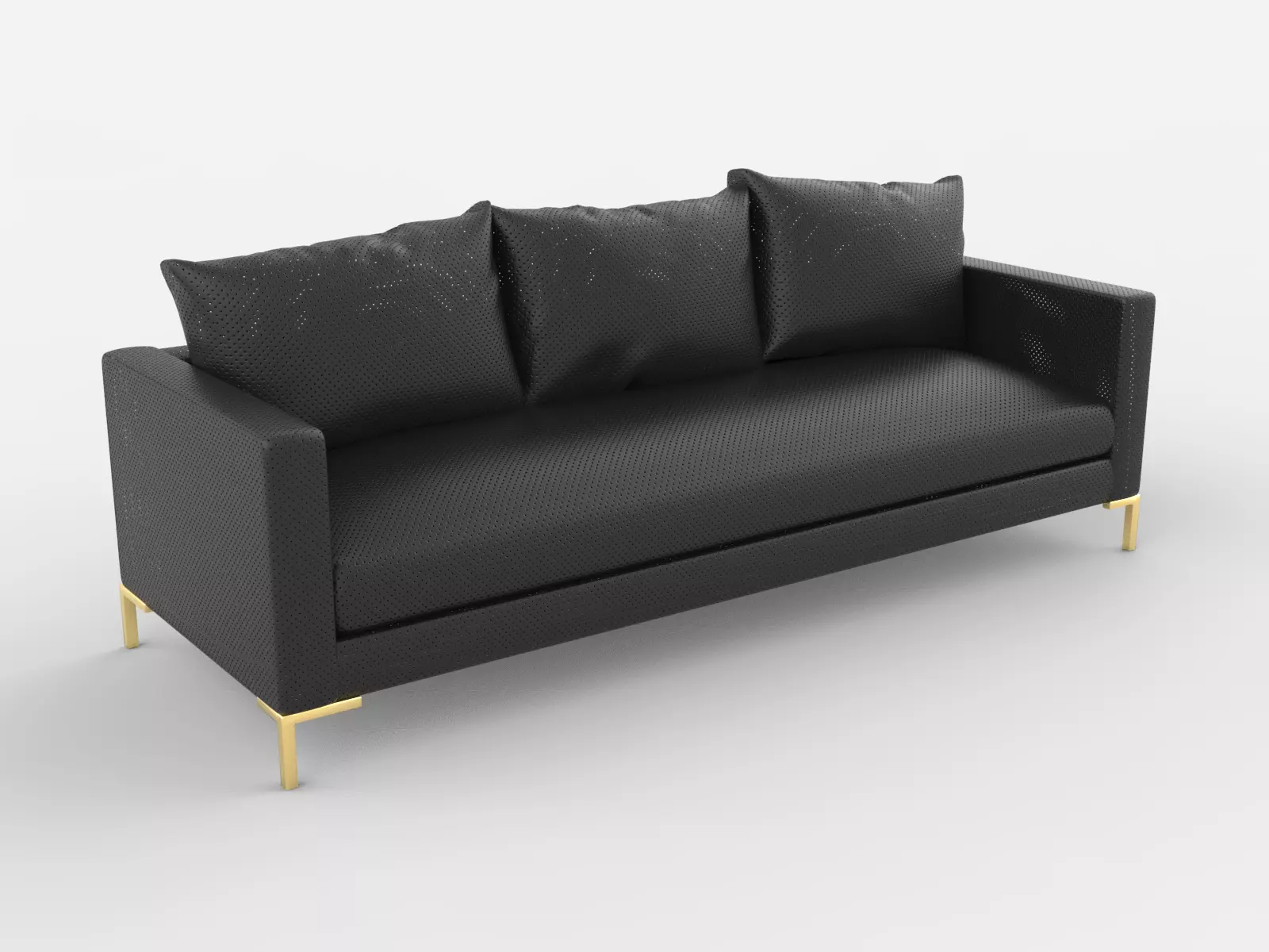 Modern Minimalist Couch with Gold Legs - 3D Model 3D model_0