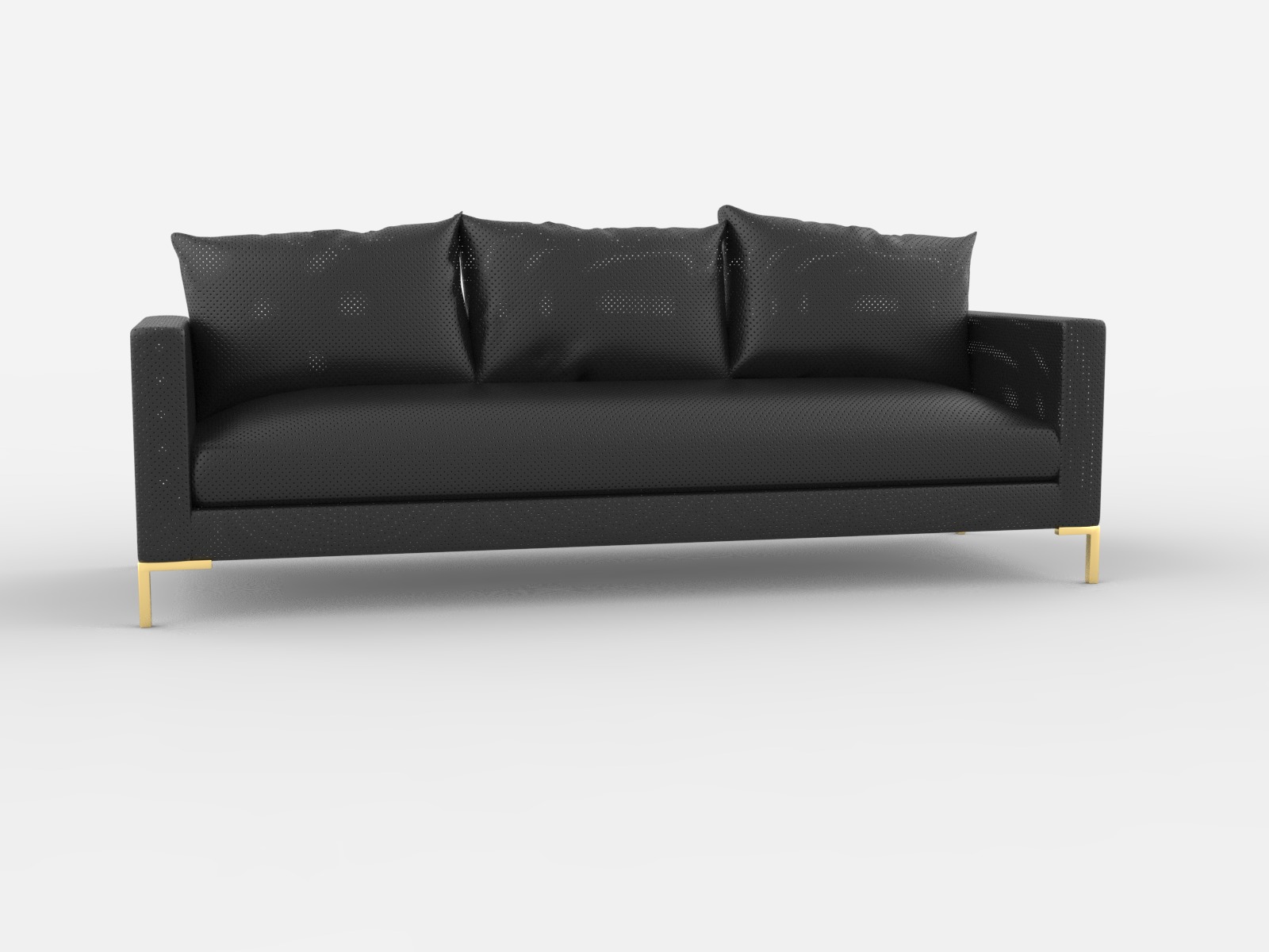 Modern Minimalist Couch with Gold Legs - 3D Model 3D model_6