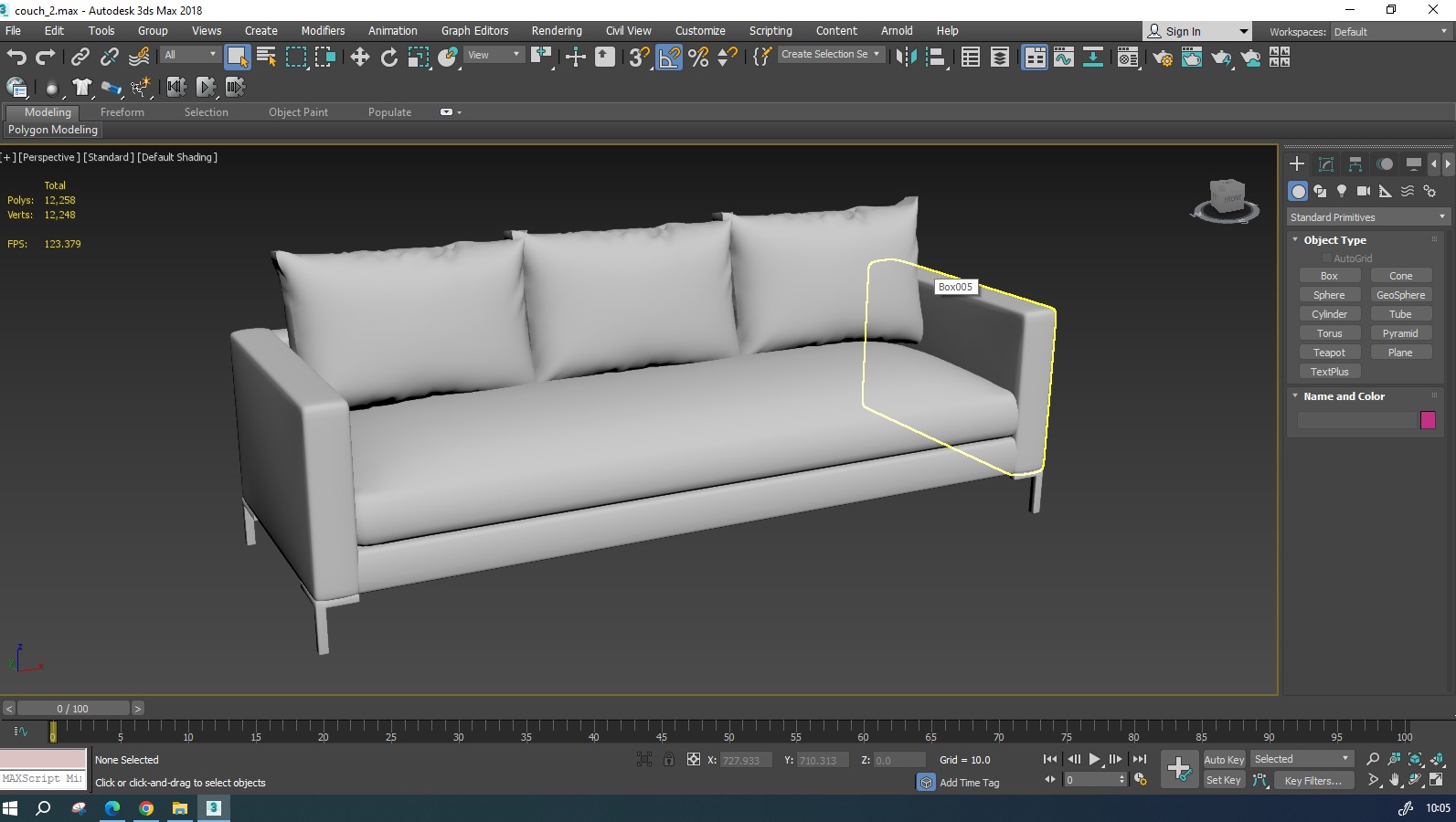 Modern Minimalist Couch with Gold Legs - 3D Model 3D model_5