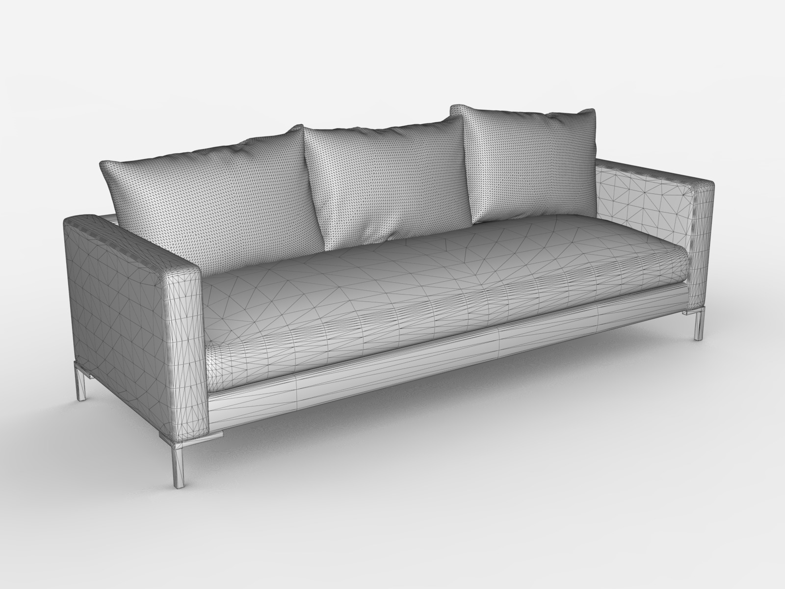 Modern Minimalist Couch with Gold Legs - 3D Model 3D model_12