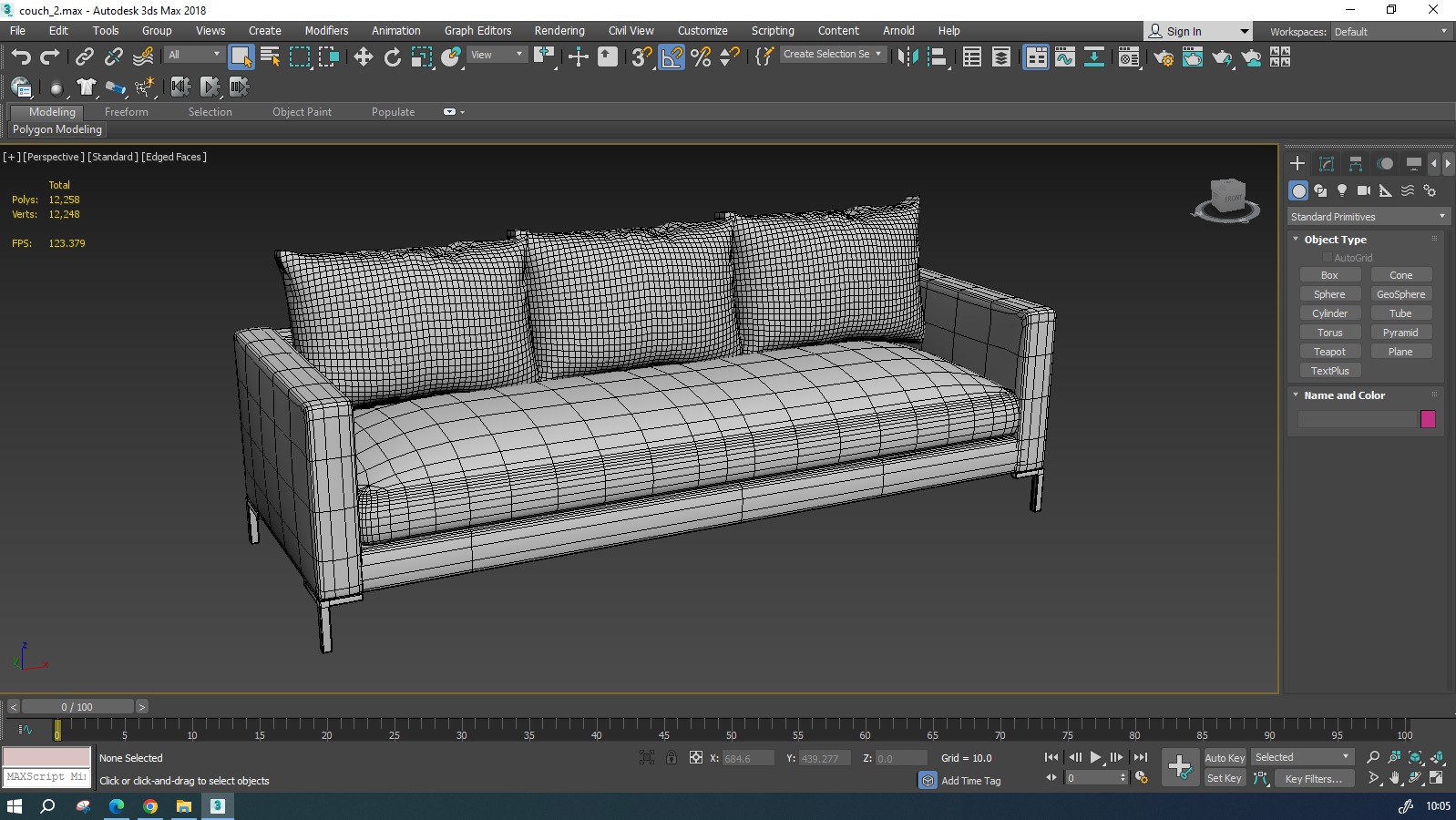 Modern Minimalist Couch with Gold Legs - 3D Model 3D model_10
