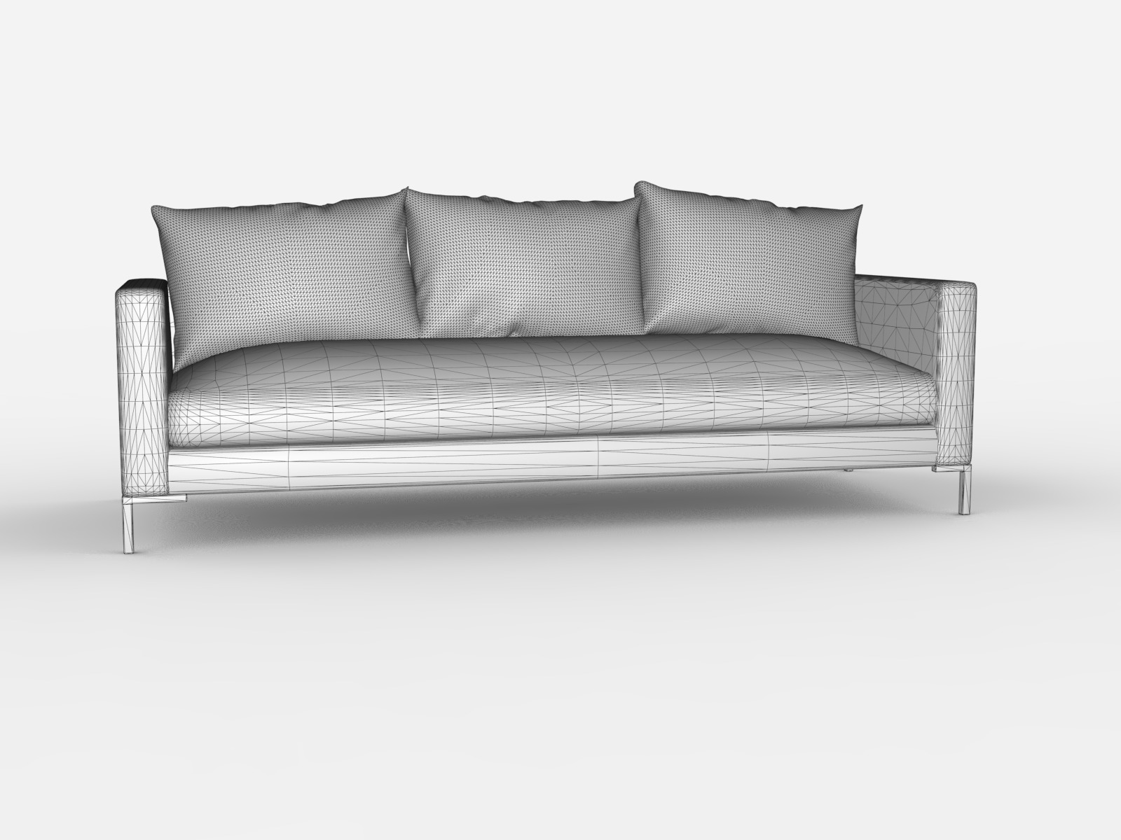 Modern Minimalist Couch with Gold Legs - 3D Model 3D model_13