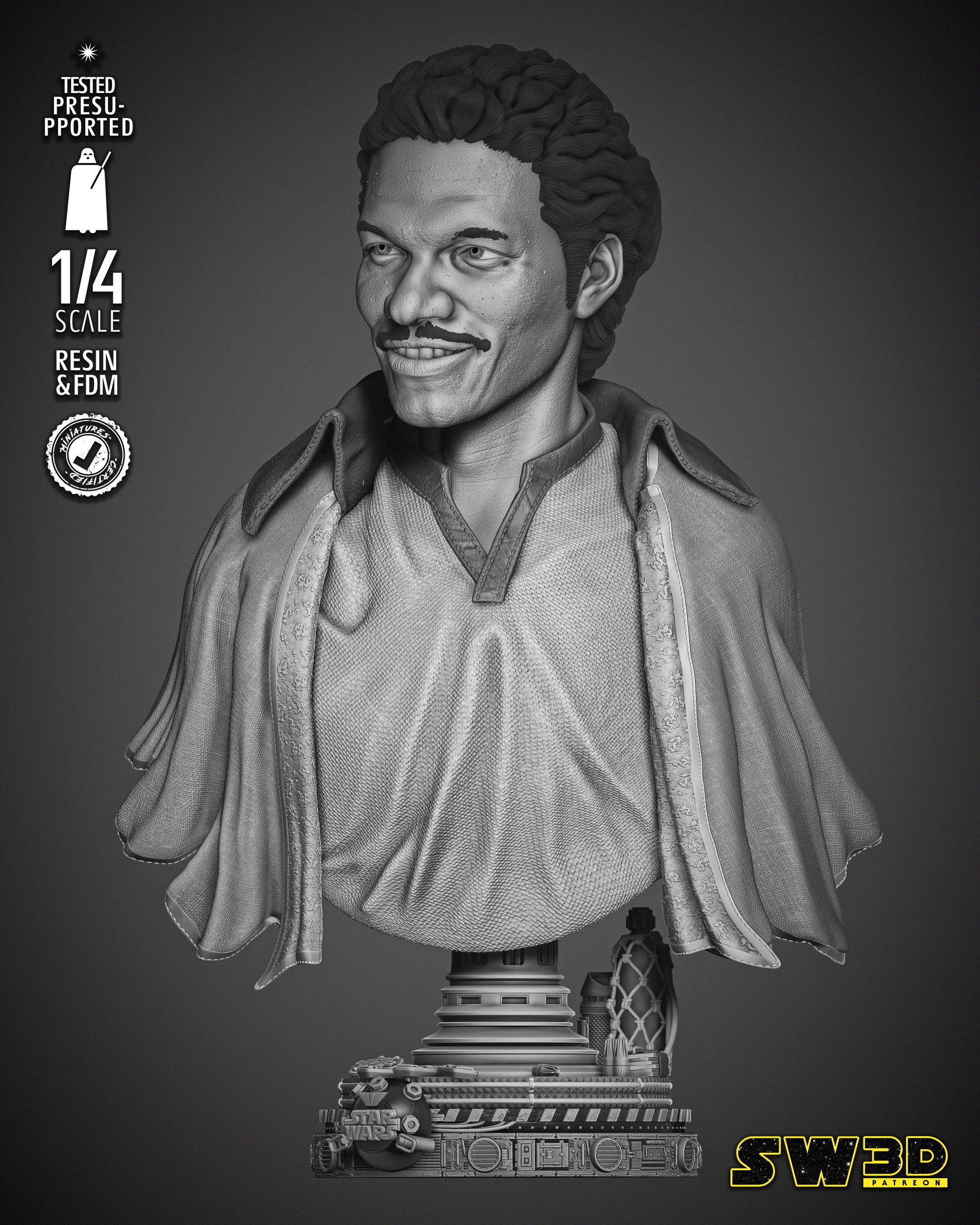 STAR WARS Lando Bust 3D print model_9