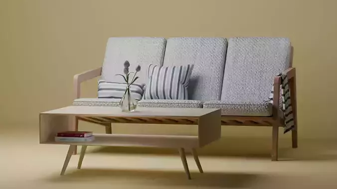 Wooden Sofa and Table  Living Room Center