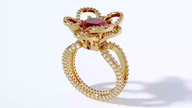 Wedding ring with precious stones