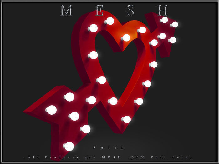 Heart Arrow Bulb Light Low-poly 3D model_1