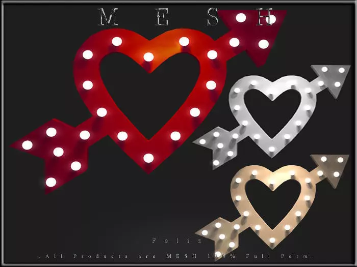 Heart Arrow Bulb Light Low-poly 3D model_0