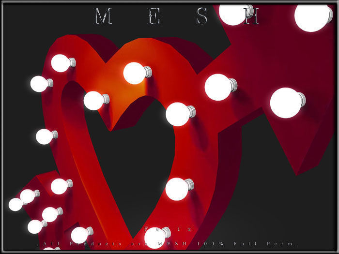 Heart Arrow Bulb Light Low-poly 3D model_2