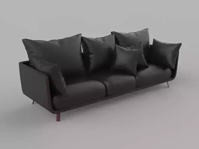 Modern Luxury Couch with Burgundy Cushions and Gold Legs