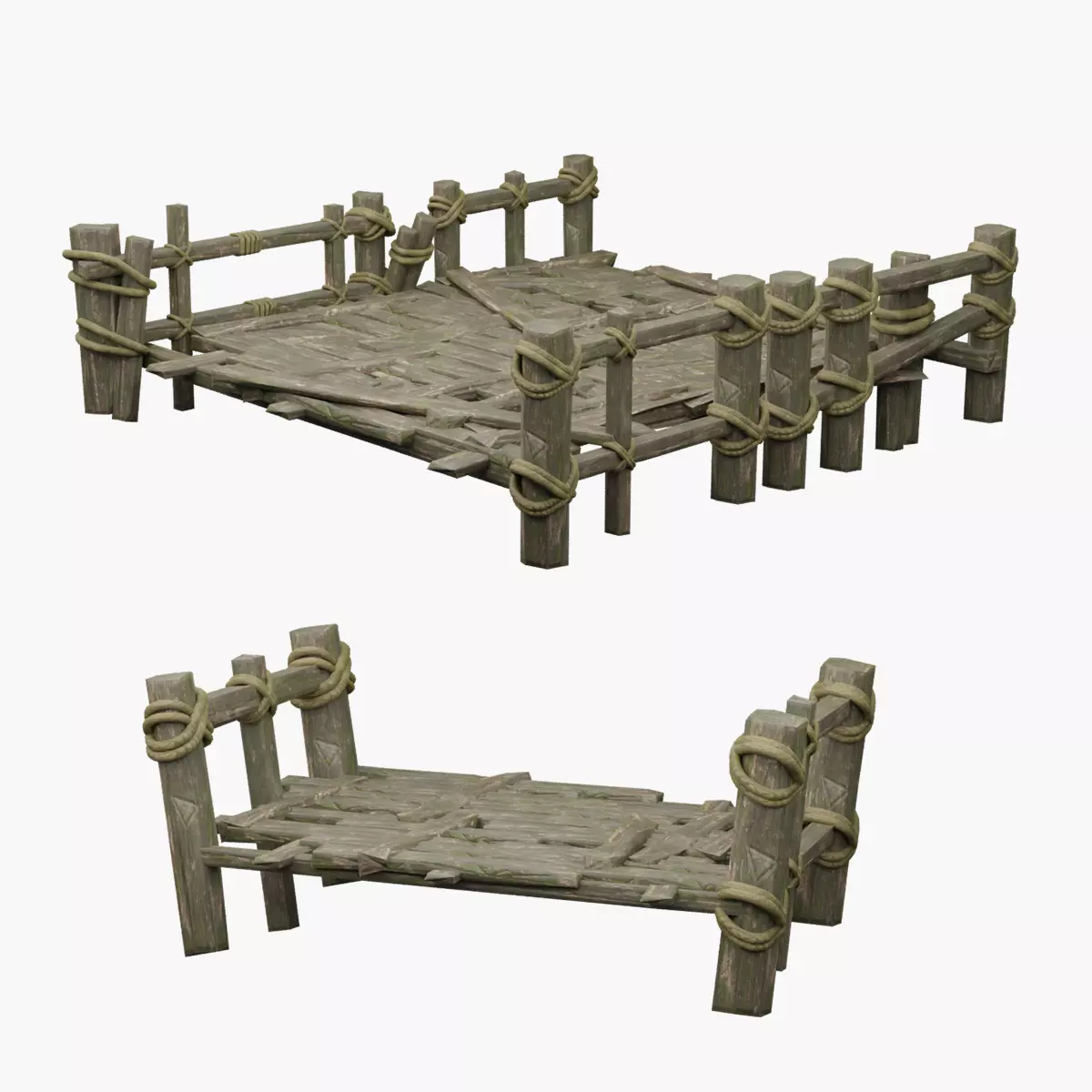 Old Wooden Bridge 3D model