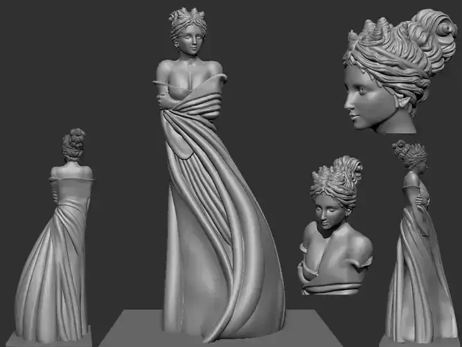 Girl statue hair and dress