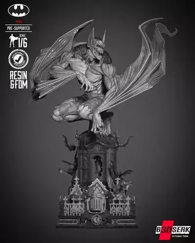 B3DSERK Man Bat Sculpture 3D print model