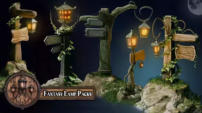Fantasy Medieval Lamps and Light Asset Pack
