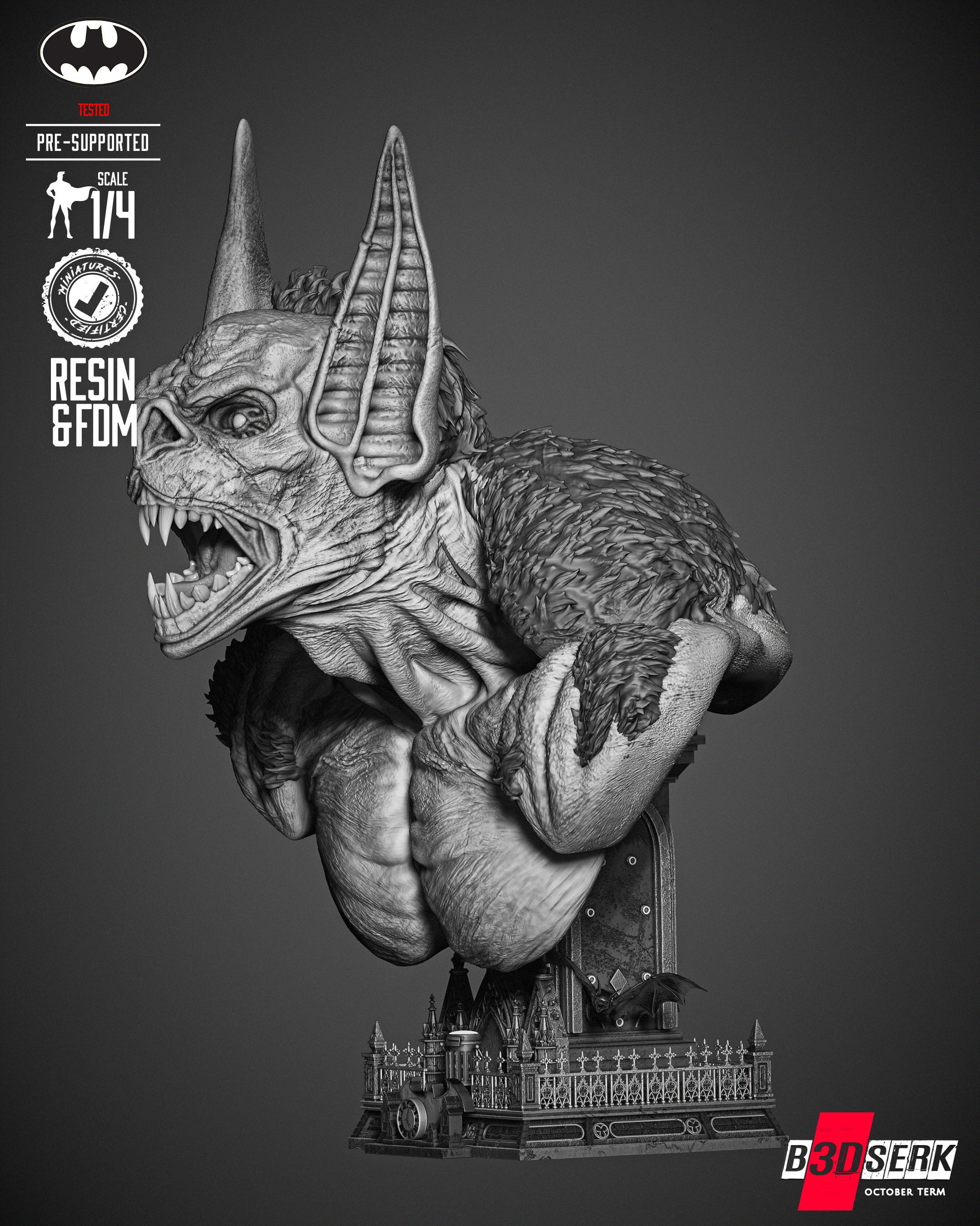 B3DSERK Man Bat Bust Portrait 3D print model_7