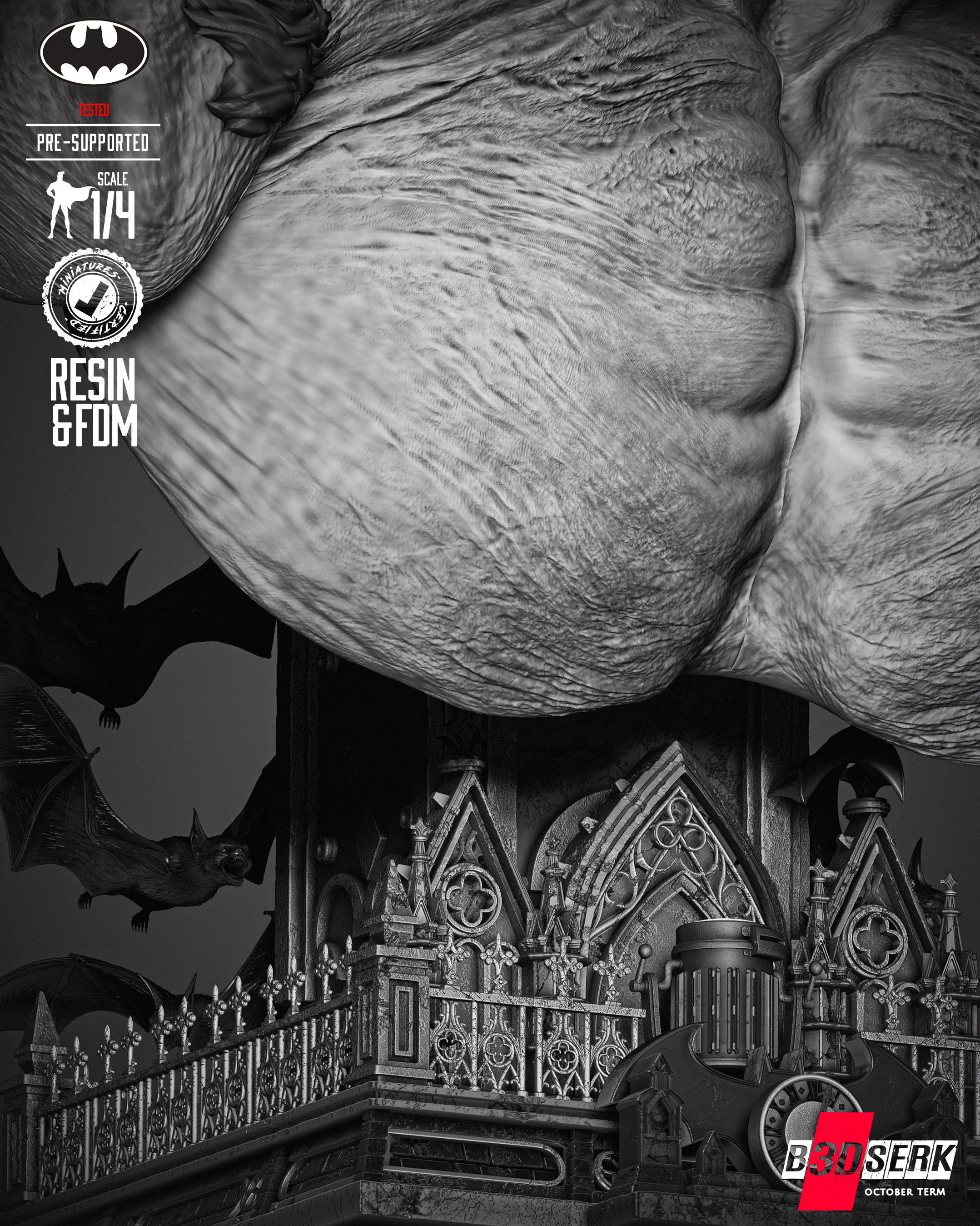 B3DSERK Man Bat Bust Portrait 3D print model_32