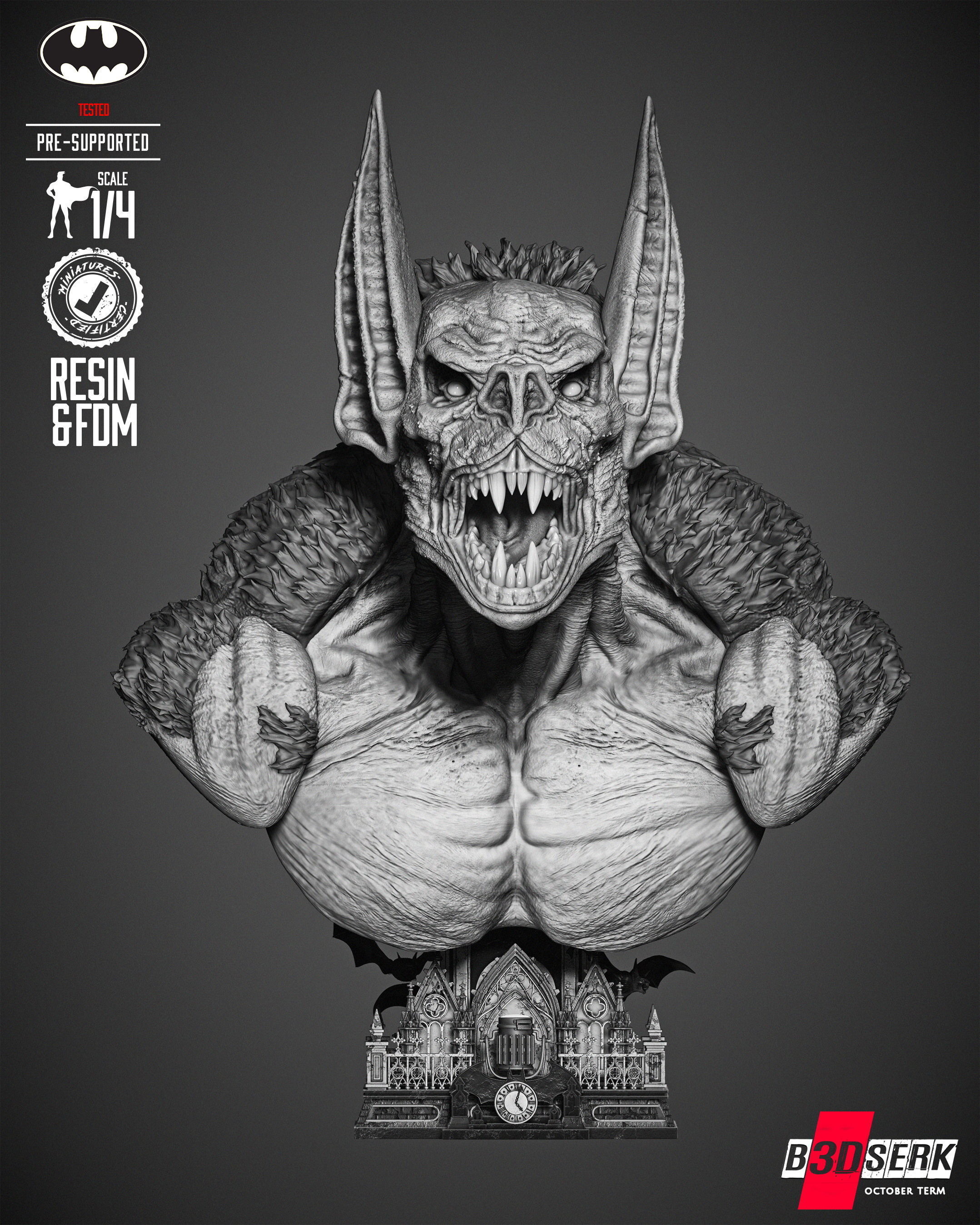 B3DSERK Man Bat Bust Portrait 3D print model_4