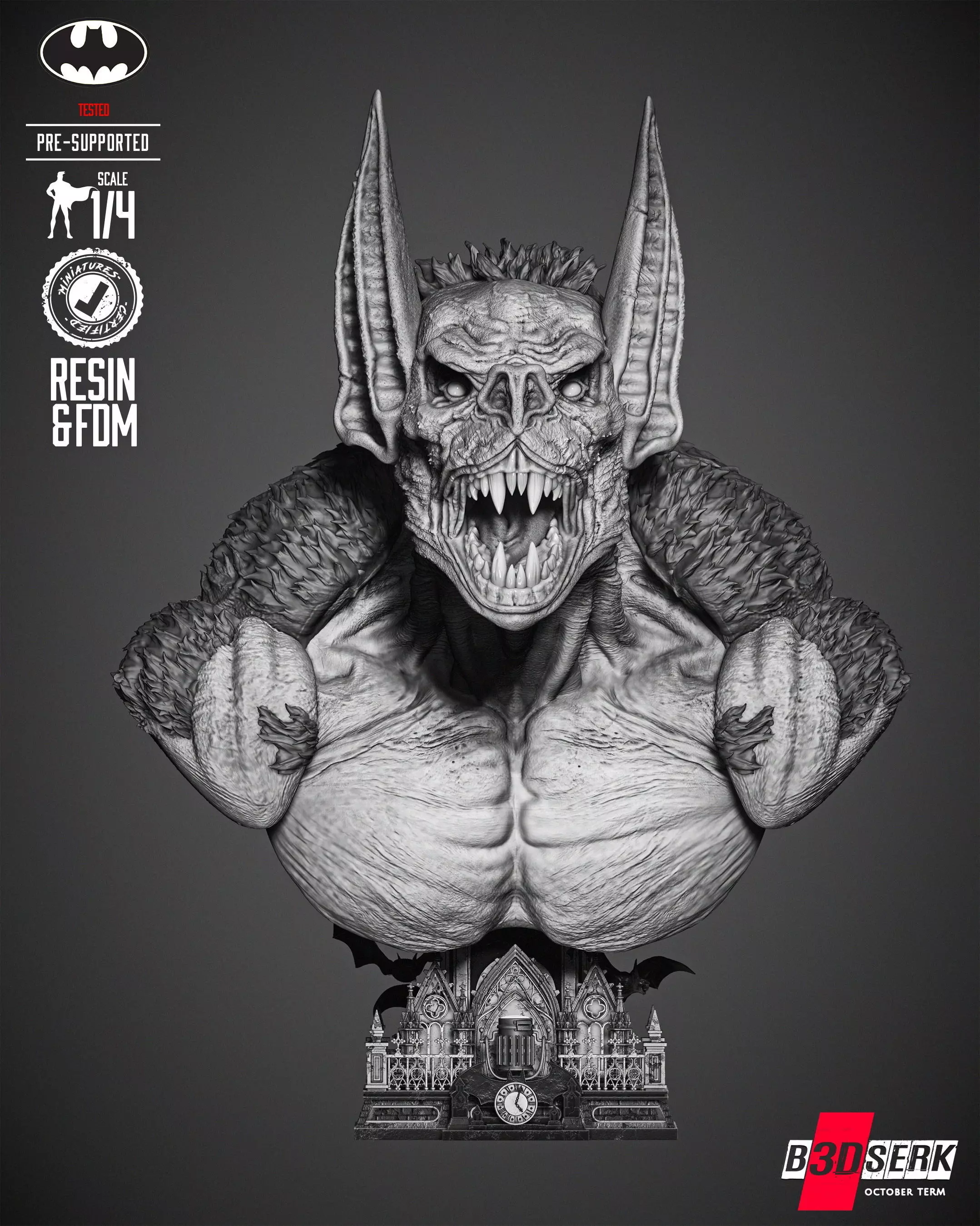 B3DSERK Man Bat Bust Portrait 3D print model_0