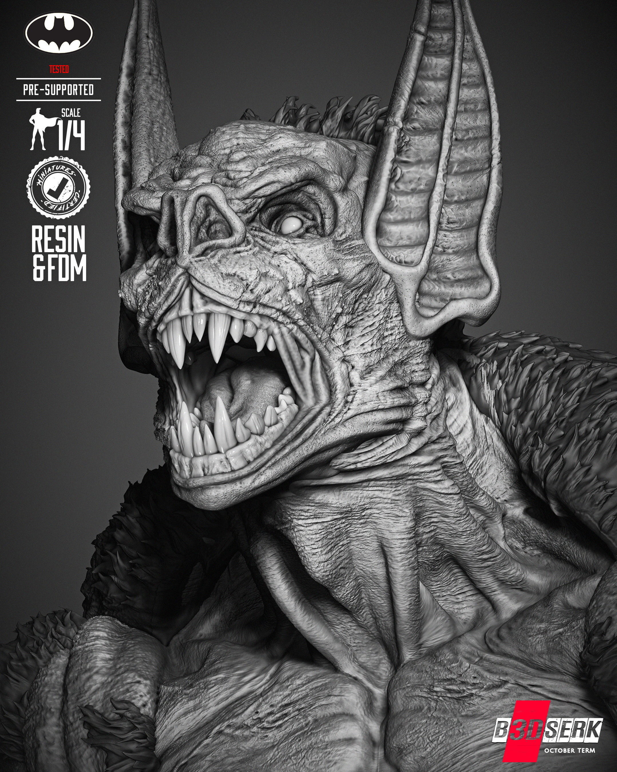 B3DSERK Man Bat Bust Portrait 3D print model_13