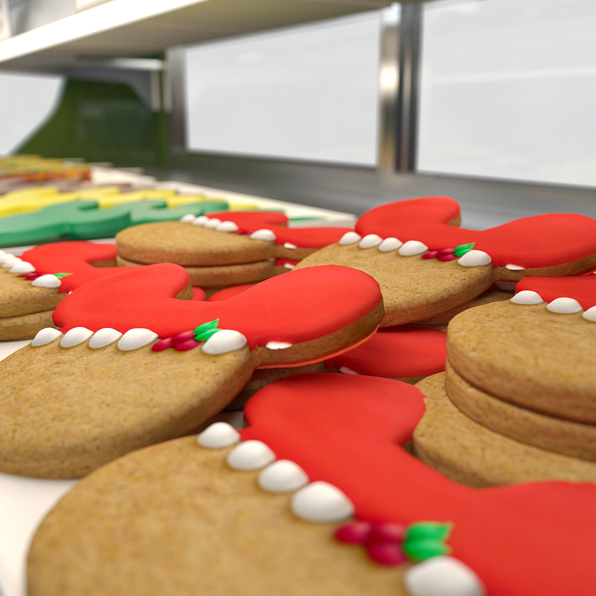 Candy-Themed Display Case with Cupcakes and Treats 3D model_4