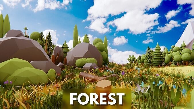 Low Poly Nature Forest pack Low-poly 3D model