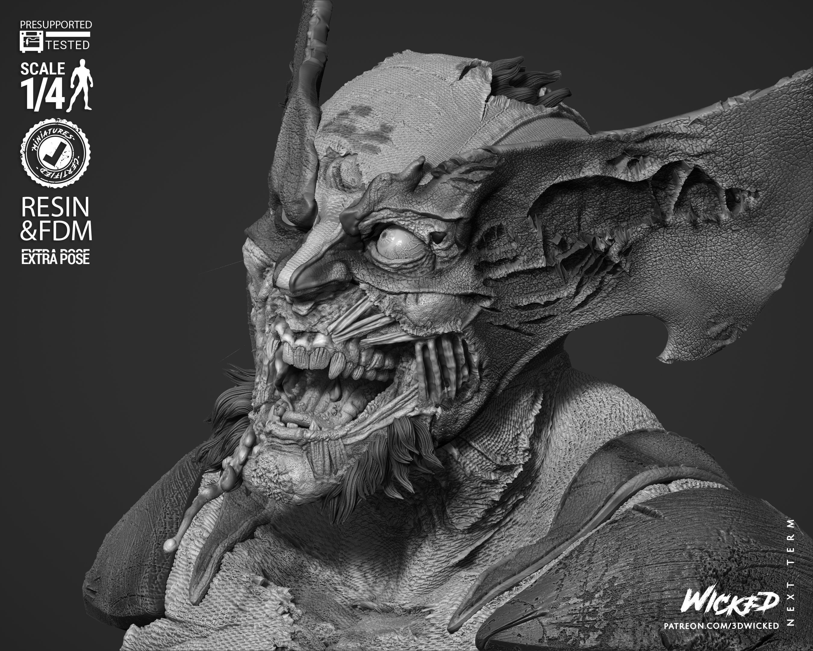 Wicked Marvel Wolverine Zombie Portrait Bust 3D print model_12