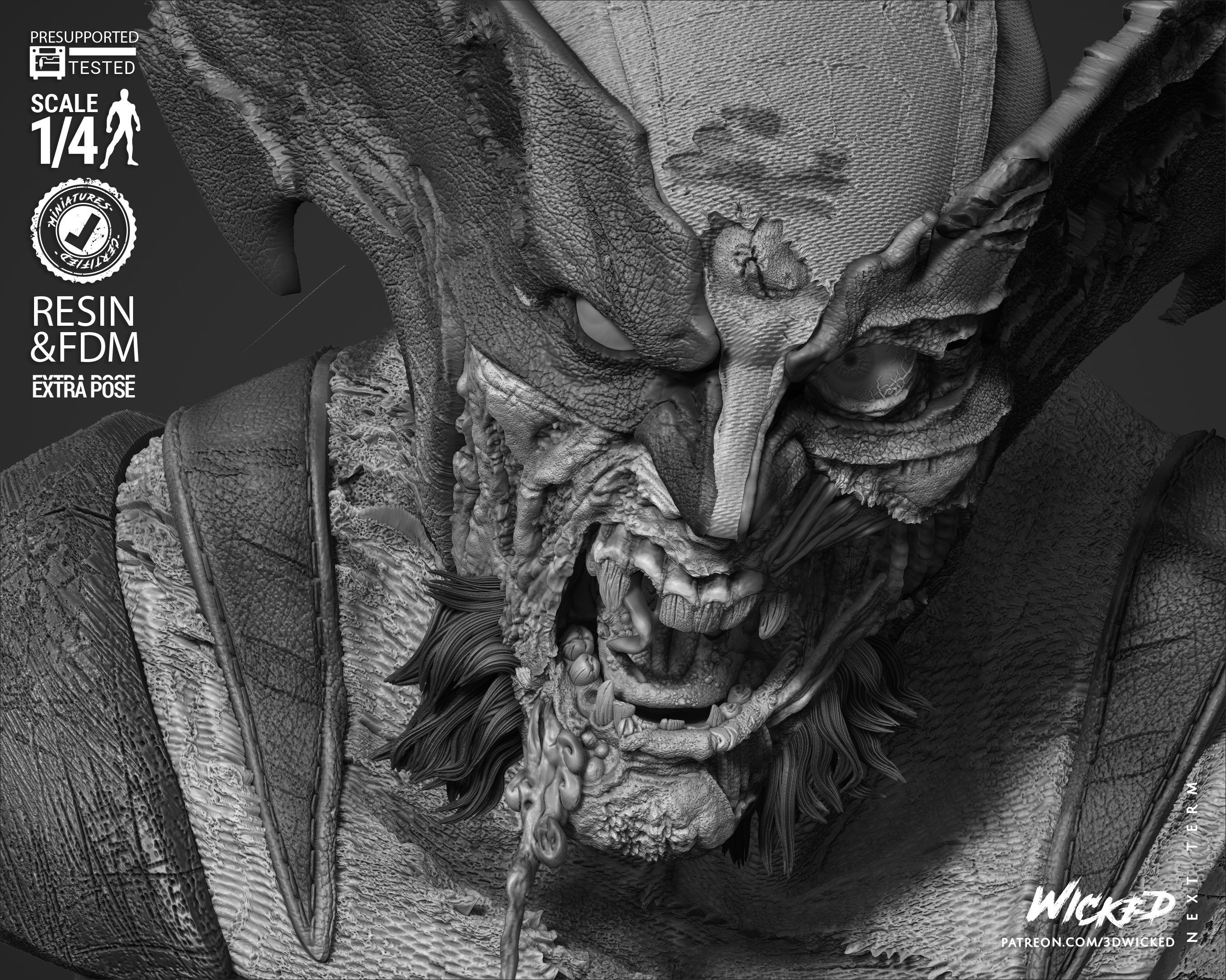 Wicked Marvel Wolverine Zombie Portrait Bust 3D print model_38