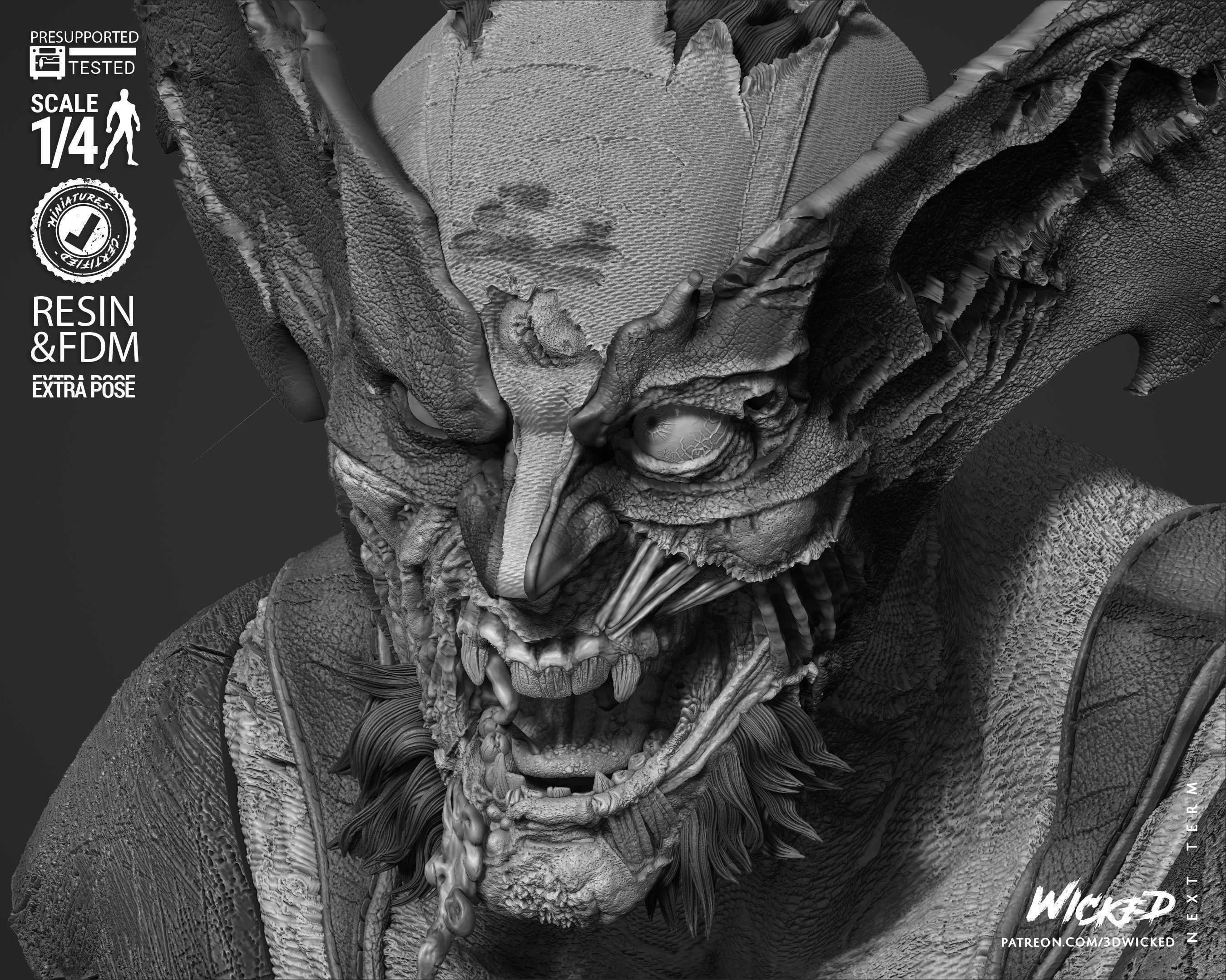 Wicked Marvel Wolverine Zombie Portrait Bust 3D print model_33