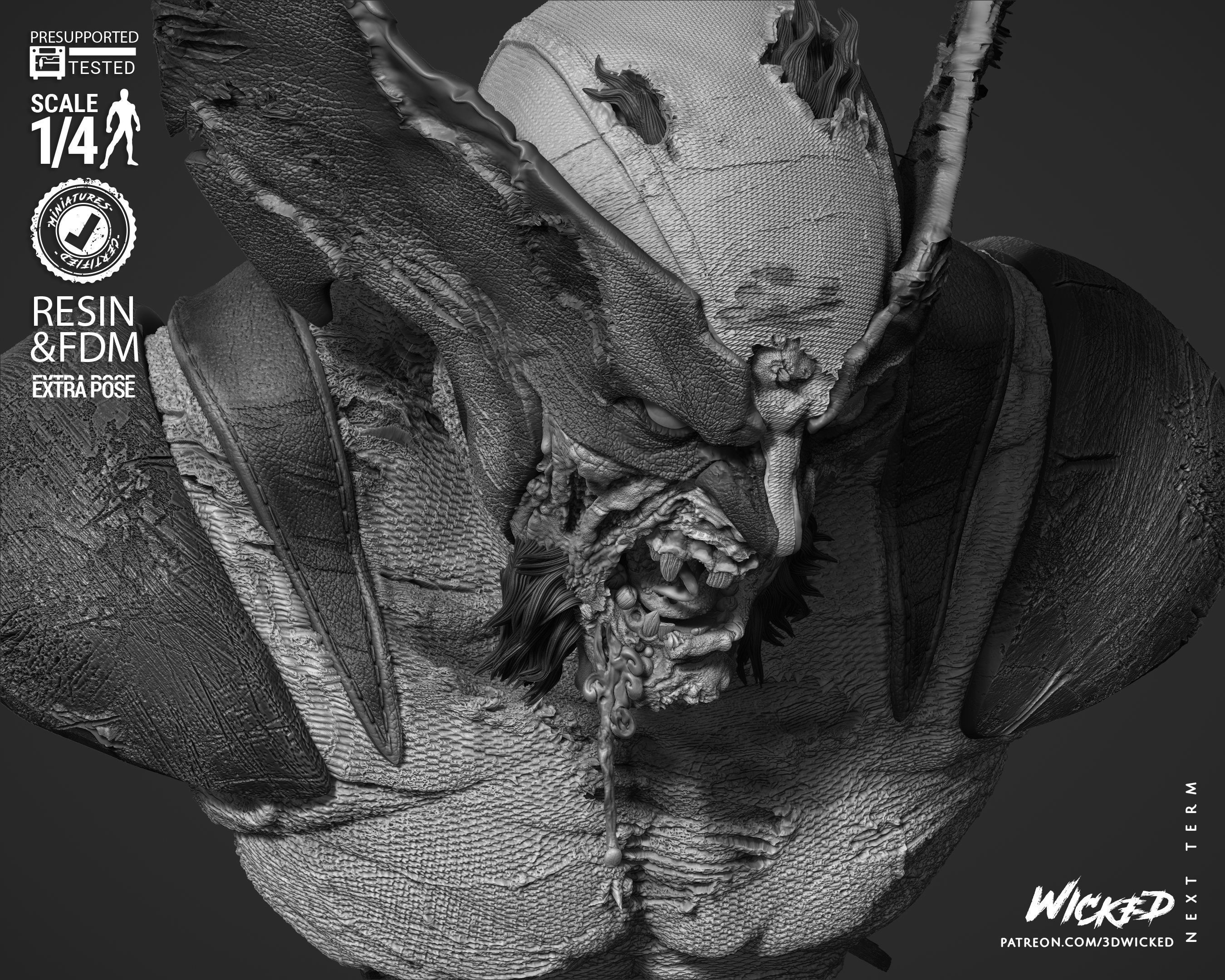 Wicked Marvel Wolverine Zombie Portrait Bust 3D print model_23