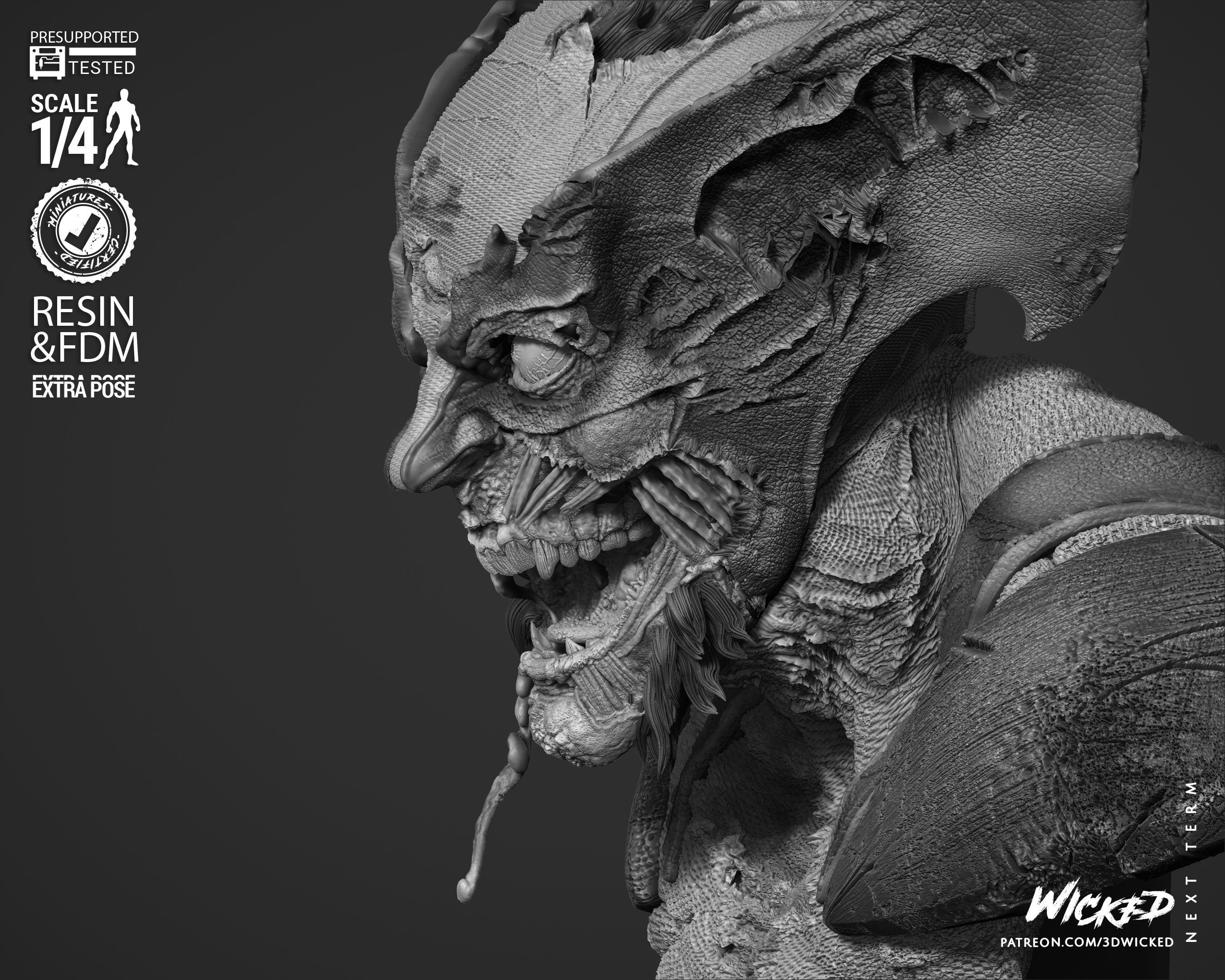 Wicked Marvel Wolverine Zombie Portrait Bust 3D print model_24