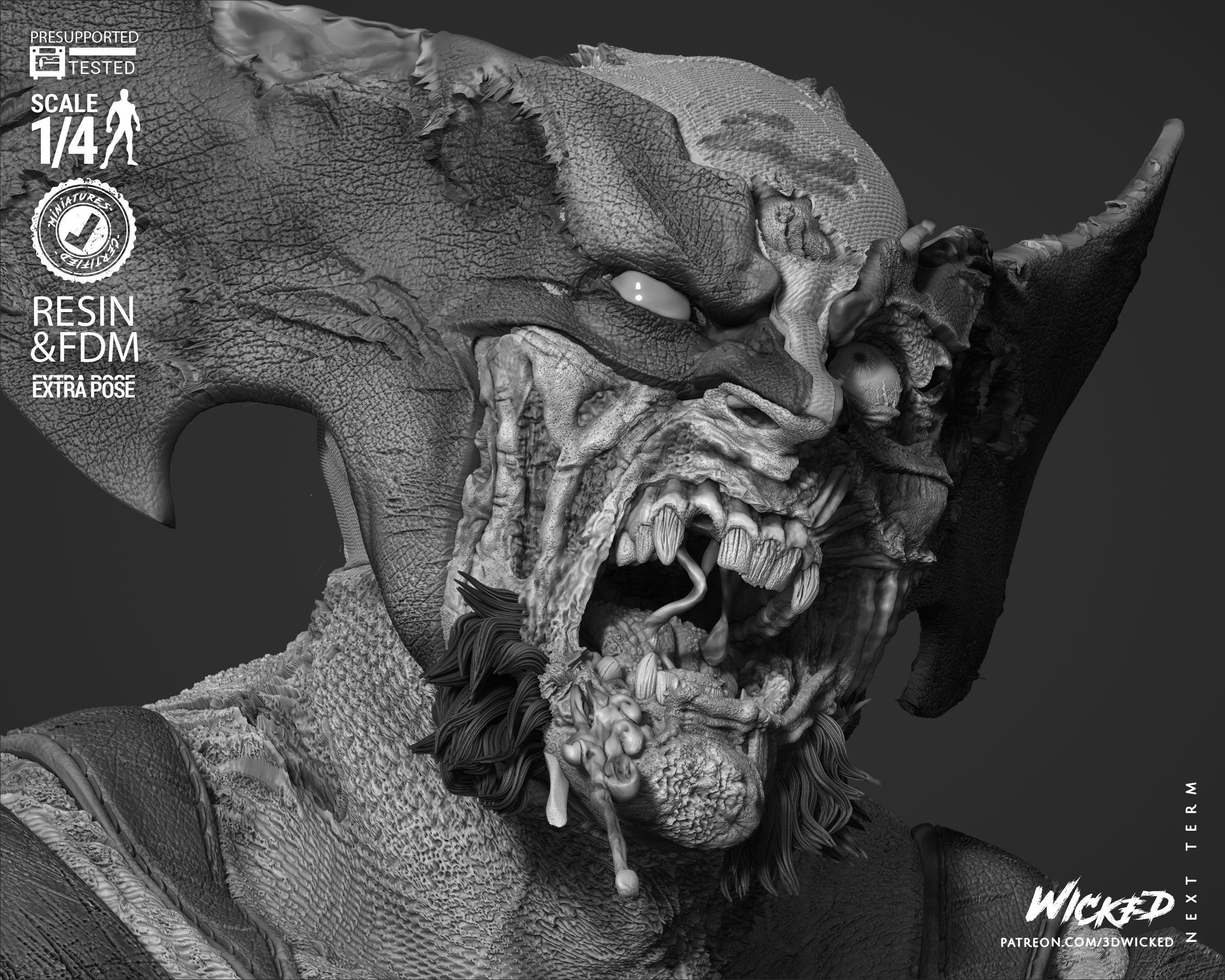 Wicked Marvel Wolverine Zombie Portrait Bust 3D print model_28