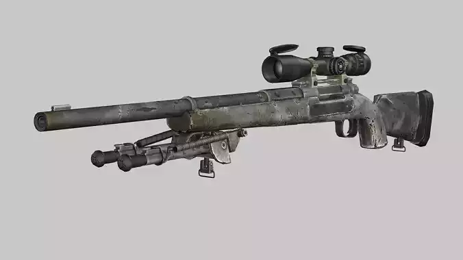 Sniper Denel 5NTW-20 Low-Poly 3D Model Low-poly 3D model
