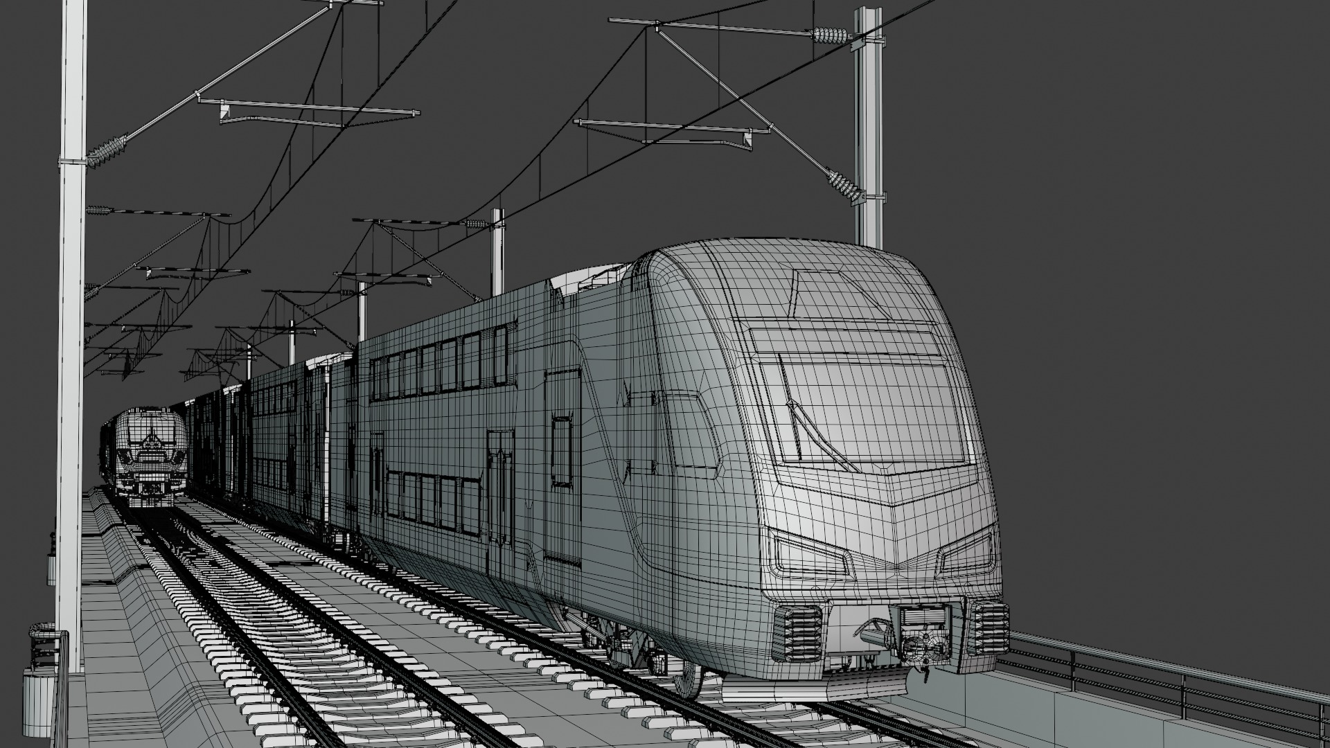 American trains on bridge 3D model_4