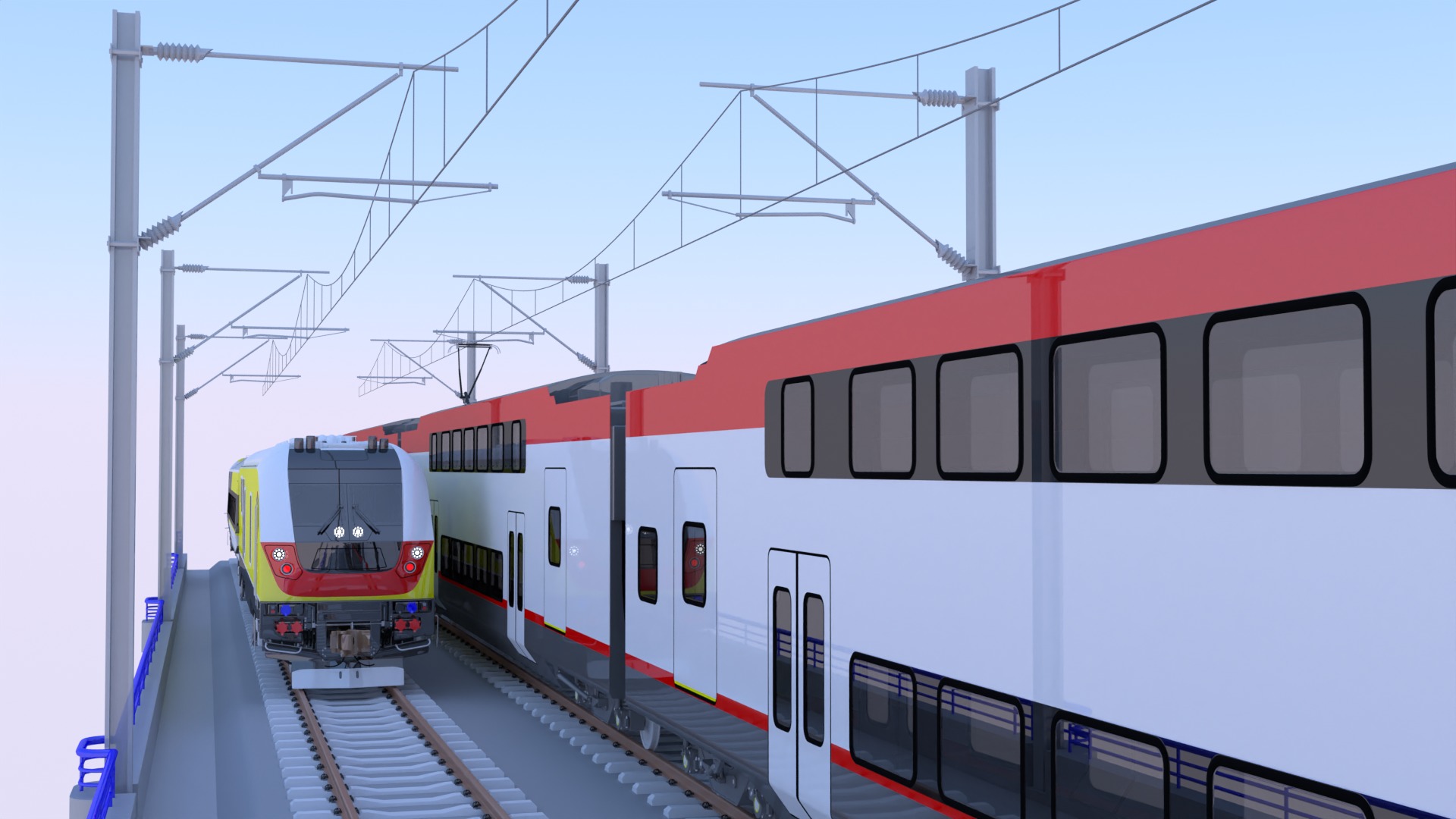 American trains on bridge 3D model_10
