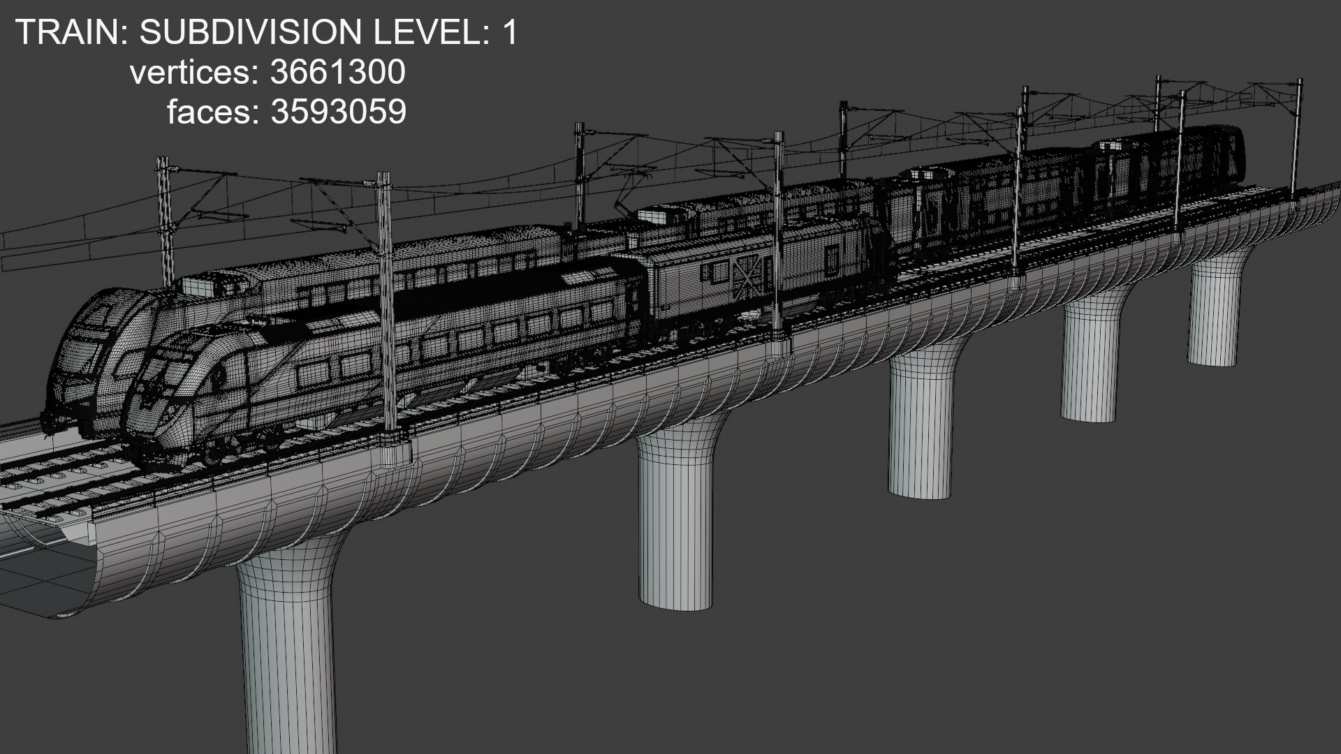 American trains on bridge 3D model_2