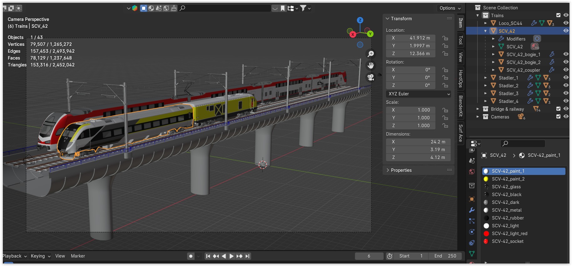 American trains on bridge 3D model_13