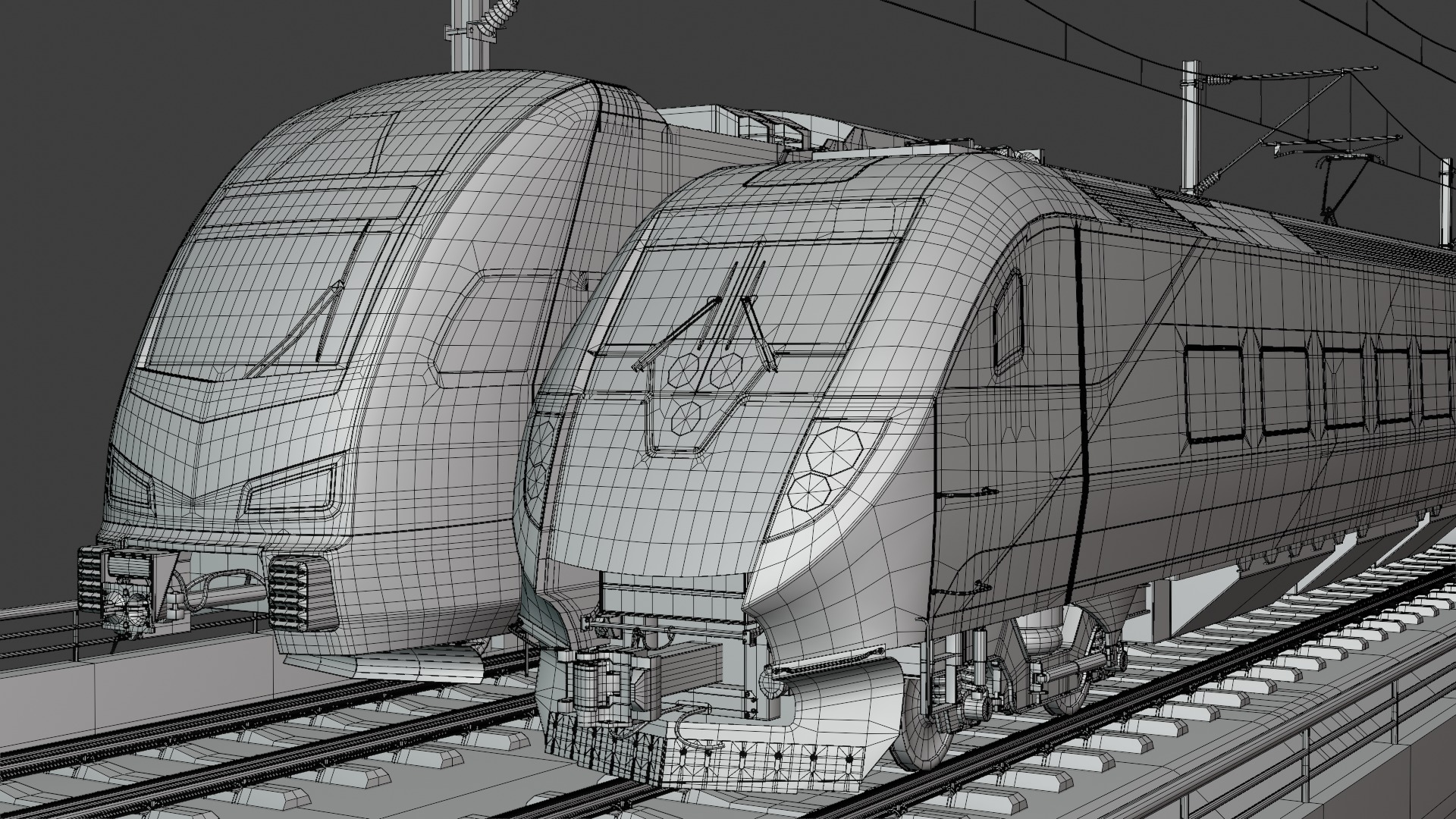 American trains on bridge 3D model_6