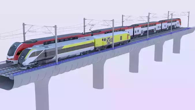 American trains on bridge