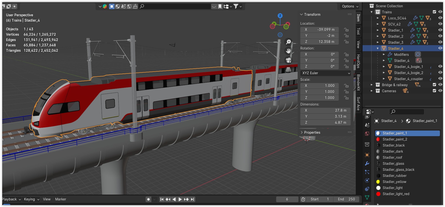American trains on bridge 3D model_12