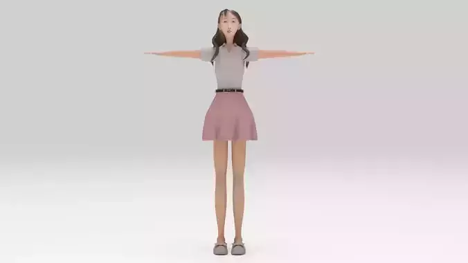 Character Kira Rigged Lowpolys 