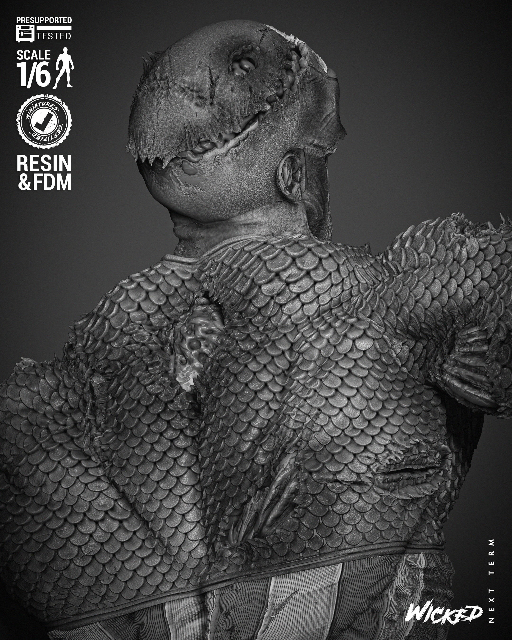 Wicked Marvel Captain America Zombie Sculpture 3D print model_32