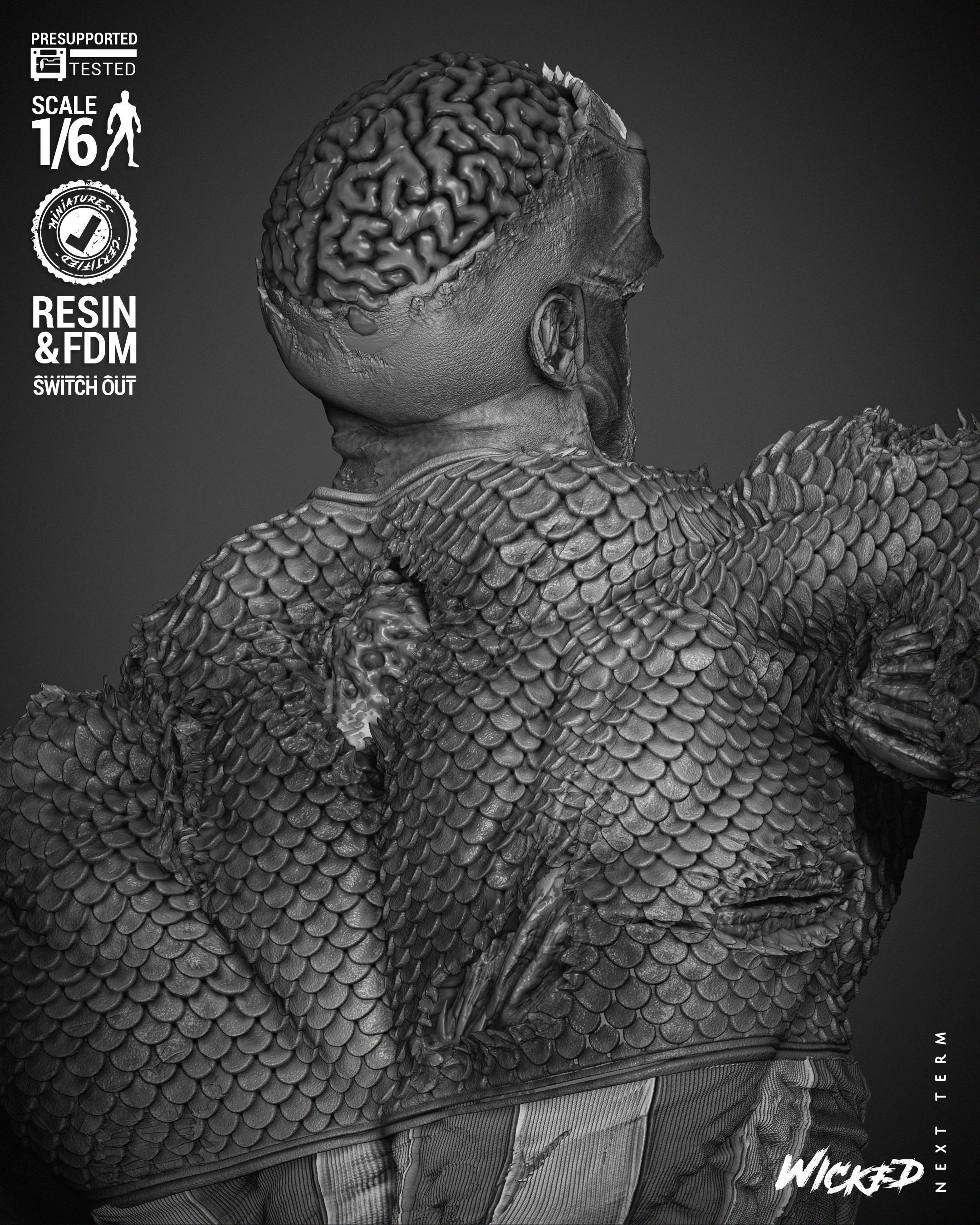 Wicked Marvel Captain America Zombie Sculpture 3D print model_35