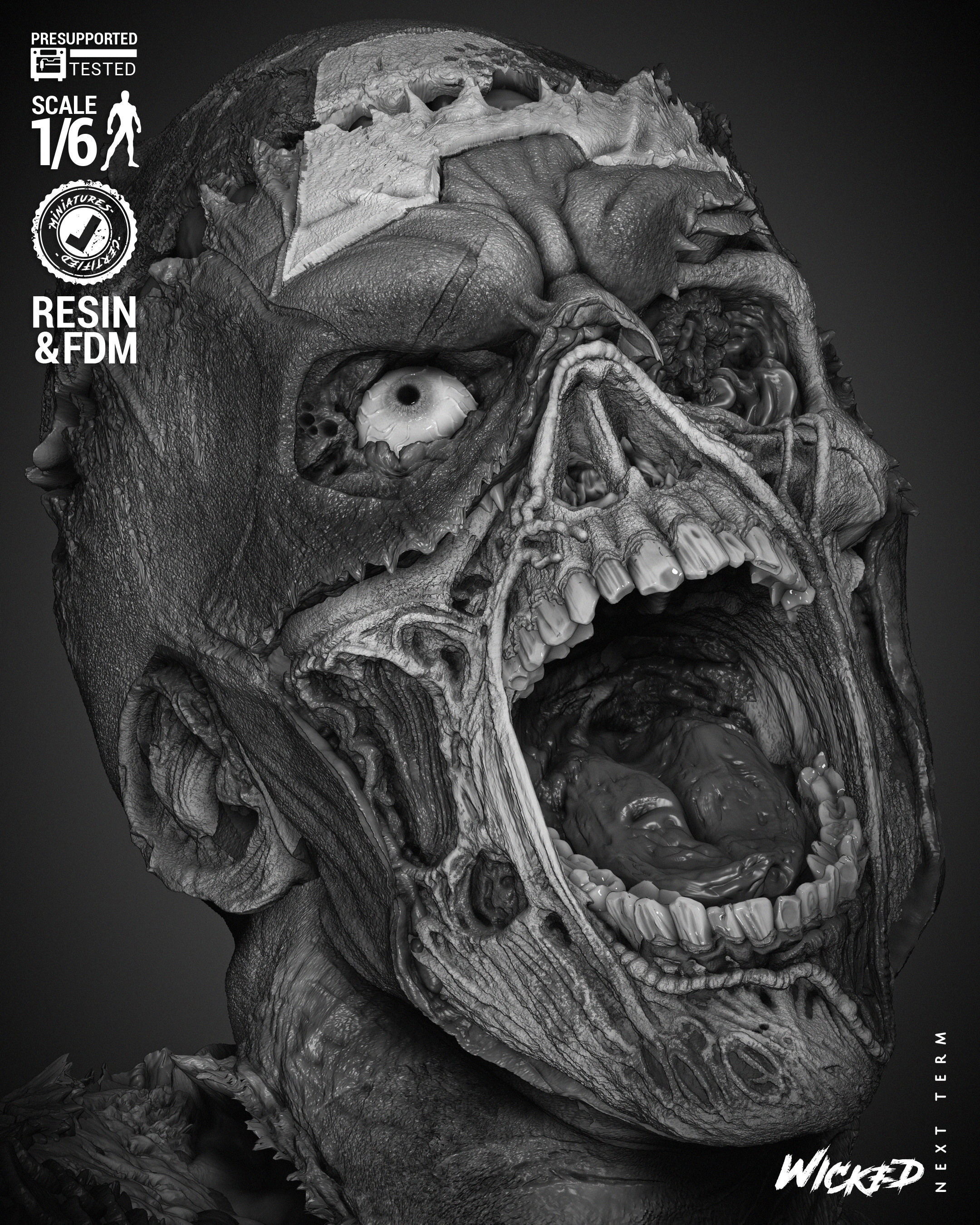 Wicked Marvel Captain America Zombie Sculpture 3D print model_36