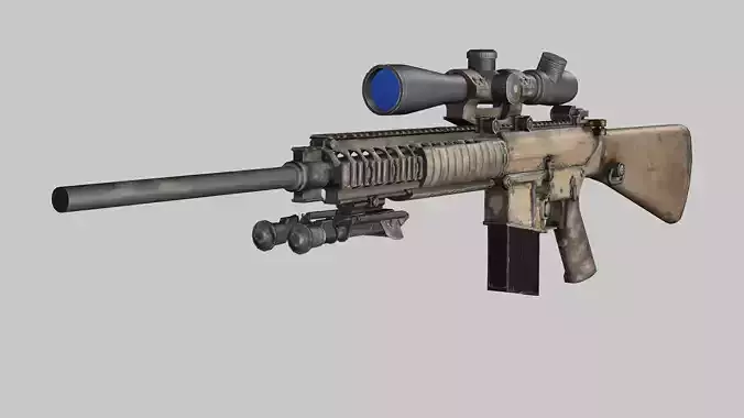 Sniper Denel 7NTW-20 Low-Poly 3D Model Low-poly 3D model