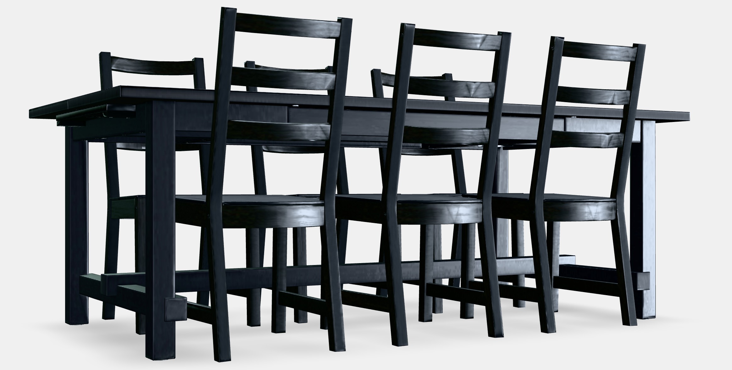 NORDVIKEN - NORDVIKEN Table and 6 chairs 1 Low-poly 3D model_3